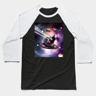 Universe Hairless Cat On UFO Lazer Baseball T-Shirt